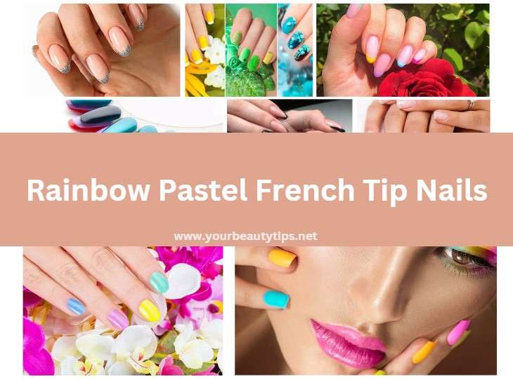 Rainbow pastel French tip nails are a fun and playful way to add some color to your look. This trendy nail design involves painting the tips of your nails in a rainbow of soft, pastel colors, creating a gradient effect that is both chic and whimsical. To achieve this look, start by painting your nails with a clear base coat to protect them from staining. Next, choose a selection of pastel shades in the colors of the rainbow, such as pale pink, lavender, mint green, baby blue, and lemon yellow. Using a small nail brush, carefully paint the tips of your nails in each of these colors, starting with the pink shade on your thumb and working your way through the rainbow to the yellow shade on your pinky finger. Once the tips are dry, you can add a coat of clear topcoat to seal the design and add some shine. And voila! You now have a fun and vibrant rainbow pastel French tip manicure that is perfect for any occasion. When writing an ALT text for this topic, it is important to provide a clear and concise description of the image. A good ALT text for this image might read: "A close-up photo of a hand with rainbow pastel French tip nails, featuring a gradient of soft, pastel colors in the shades of the rainbow." This ALT text provides a brief but accurate description of the image, allowing those with visual impairments to understand the content and context of the image.