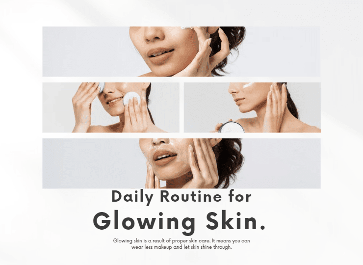 Discover the secret to glowing skin with our daily routine infographic. Our expert tips and product recommendations will help you achieve healthy, radiant skin in just a few simple steps. Start with a gentle cleanser to remove dirt and impurities, followed by a toner to balance your skin's pH levels. Next, apply a nourishing moisturizer to hydrate your skin and protect it from environmental damage. Finally, finish with a sunscreen to prevent premature aging and sun damage. Our easy-to-follow guide is perfect for all skin types and will leave you with a fresh, luminous complexion. Don't wait, start your journey to beautiful skin today!